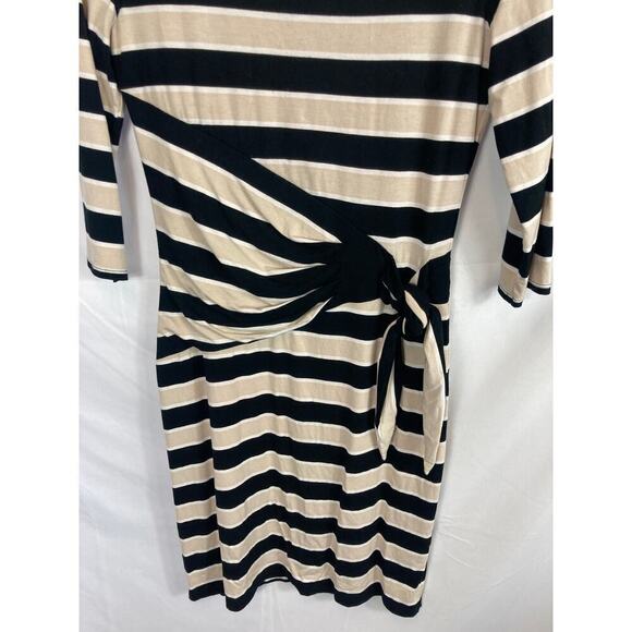 WHBM 3/4 Sleeve Stripe Shift Dress Side Tie Size 2 - Picture 3 of 7